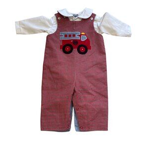 The Bailey Boys Reversible Firetruck Dinosaur Longalls and Shirt Baby Size 6M